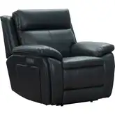 Huntley Zero Gravity Triple Power Recliner with Cupholders in Pretty G Dark Blue Top-Grain Leather